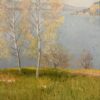 Vintage Ölgemälde Landschaft mit See im Goldrahmen Marius Jacobi