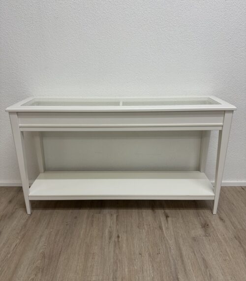 Moderne Couchkonsole mit Glasoberfläche in Weiss