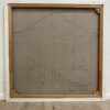 Vintage abstraktes Leinwandbild in Rot und Grau J. Schmidt 1996