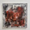 Vintage abstraktes Leinwandbild in Rot und Grau J. Schmidt 1996