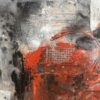 Vintage abstraktes Leinwandbild in Rot und Grau J. Schmidt 1996