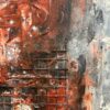 Vintage abstraktes Leinwandbild in Rot und Grau J. Schmidt 1996