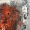Vintage abstraktes Leinwandbild in Rot und Grau J. Schmidt 1996