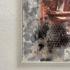 Vintage abstraktes Leinwandbild in Rot und Grau J. Schmidt 1996