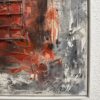 Vintage abstraktes Leinwandbild in Rot und Grau J. Schmidt 1996