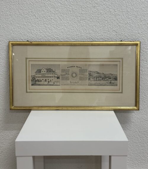 Vintage Druckgrafik im goldfarbenen Rahmen E. Huber Rorschach