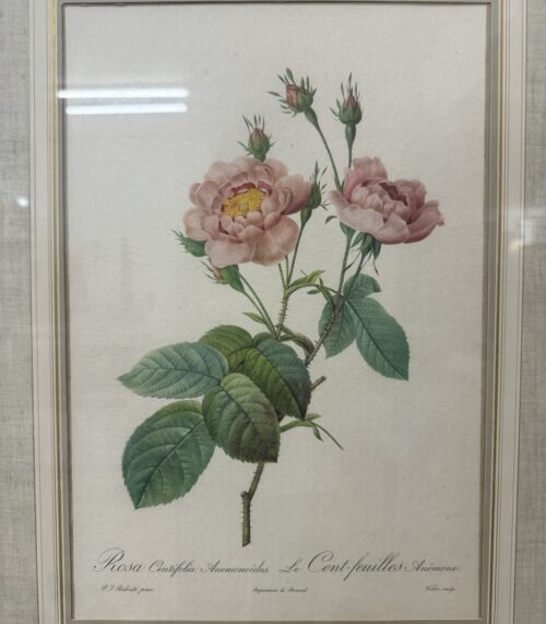 Vintage Blumenbild mit Rosenmotiv im Goldrahmen