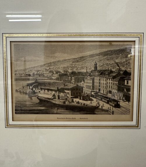 Vintage Rahmenbild Rorschach-Heiden-Bahn mit Landschaftsdruck