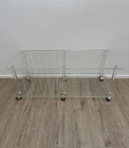 Transparenter Rollwagen mit Ablagefächern aus Acrylglas