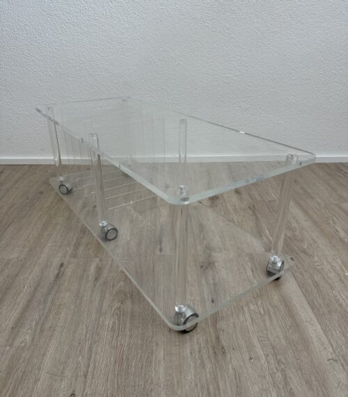 Transparenter Rollwagen mit Ablagefächern aus Acrylglas