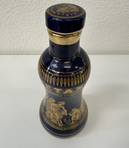 Vintage Metaxa Porzellanflasche blau mit 18K Golddekor