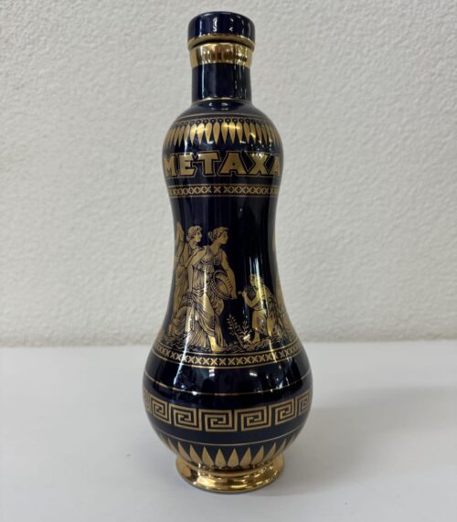 Vintage Metaxa Porzellanflasche blau mit 18K Golddekor