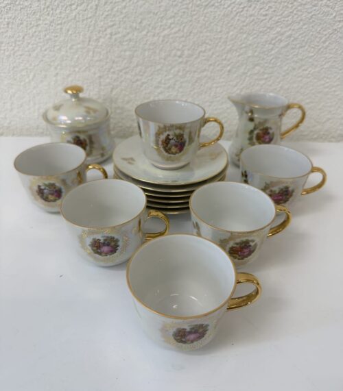 Vintage Porzellan Kaffeeservice Wunsiedel Bavaria mit Golddekor