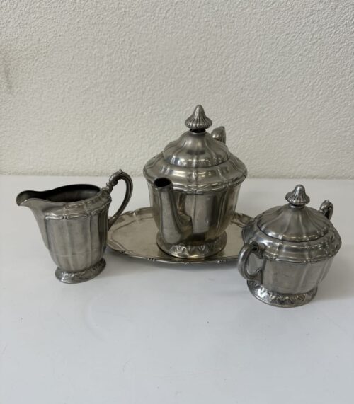 Vintage Teeservice auf Platte aus Kayserzinn