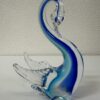 Vintage Glas Schwanfigur mit blau-türkisem Farbverlauf
