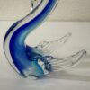 Vintage Glas Schwanfigur mit blau-türkisem Farbverlauf