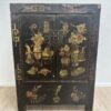 Vintage Dekoschrank mit asiatischer Handmalerei schwarz