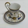 Vintage Porzellan Kaffeetasse mit Unterteller blau gold