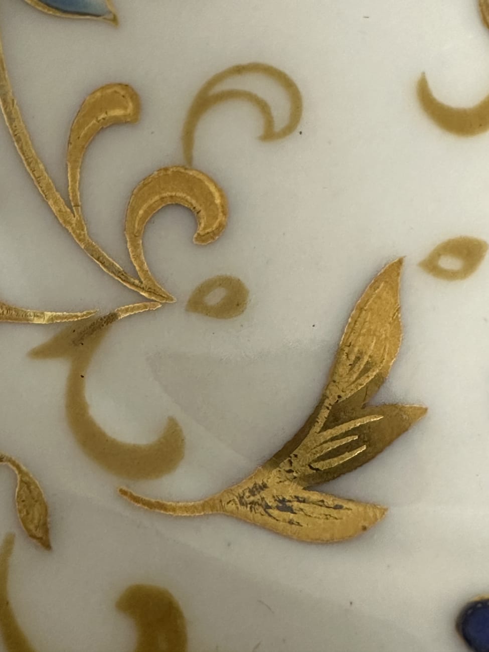 Vintage Porzellan Kaffeetasse mit Unterteller blau gold