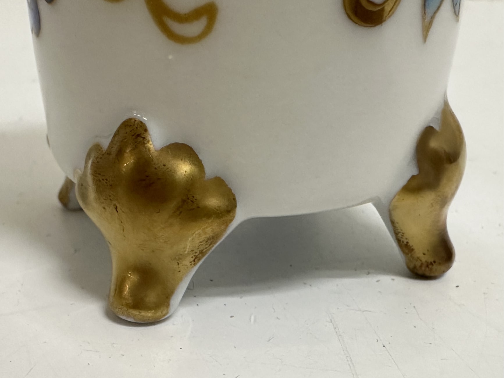 Vintage Porzellan Kaffeetasse mit Unterteller blau gold