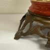 Vintage Tischlampe mit Fransenschirm und Keramikfuss
