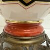 Vintage Tischlampe mit Fransenschirm und Keramikfuss