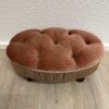 Vintage Polsterhocker mit Fransen in Terrakotta