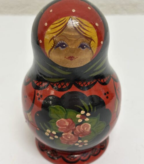 Vintage Matroschka Set aus Holz mit Blumenmotiv