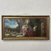 Vintage religiöses Bild Hirte mit Schafen im Goldrahmen