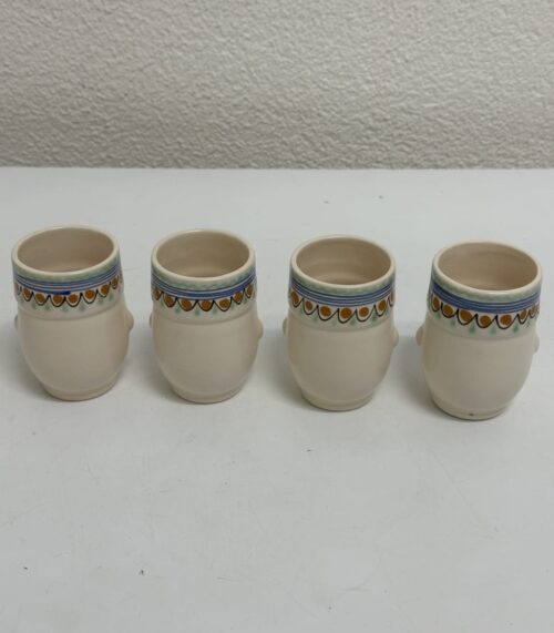 Gesichtstassen Set mit bunten Rändern aus Keramik