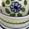 Vintage Keramik Essig- und Ölset handbemalt mit Ständer