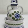 Vintage Keramik Essig- und Ölset handbemalt mit Ständer