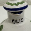 Vintage Keramik Essig- und Ölset handbemalt mit Ständer