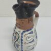 Vintage Keramik Karaffe mit Gesicht und floraler Bemalung