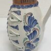 Vintage Keramik Karaffe mit Gesicht und floraler Bemalung