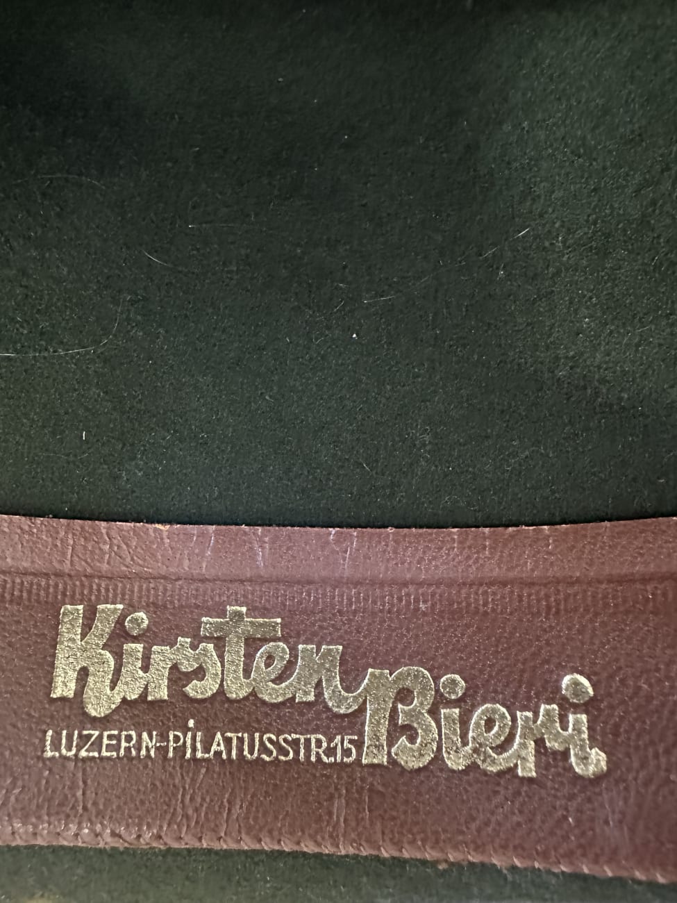 Vintage Filzhut dunkelgrün mit geflochtenem Band Kirsten-Bieri