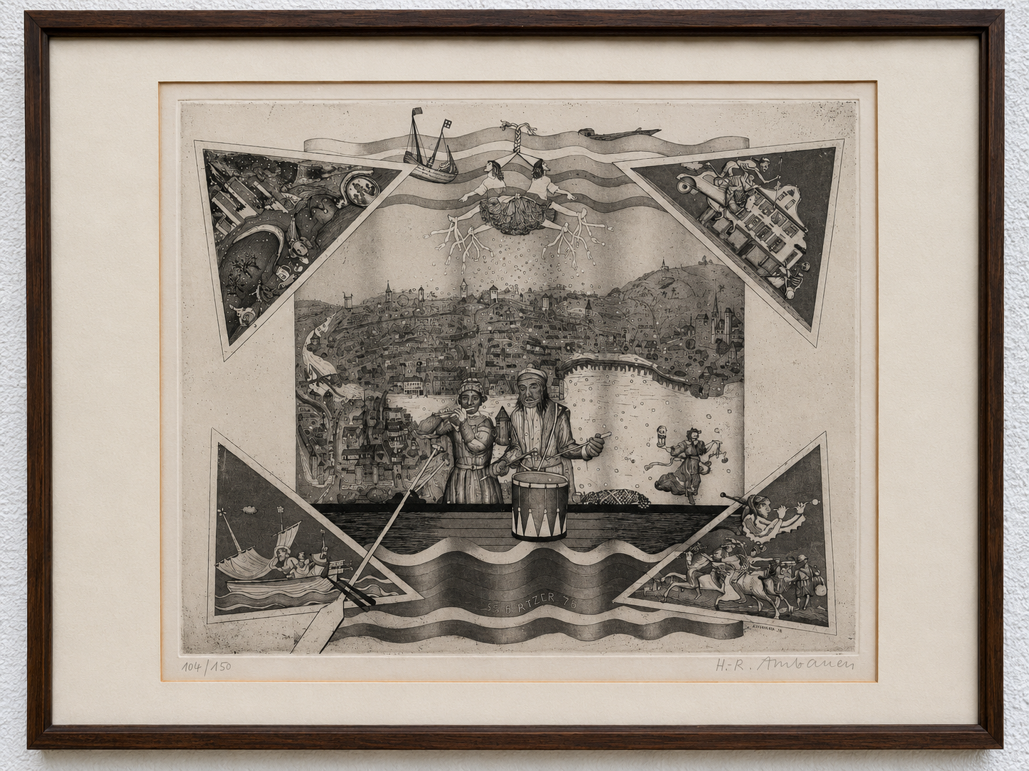 Vintage Surrealistische Radierung von H. R. Ambauen – Bild 2