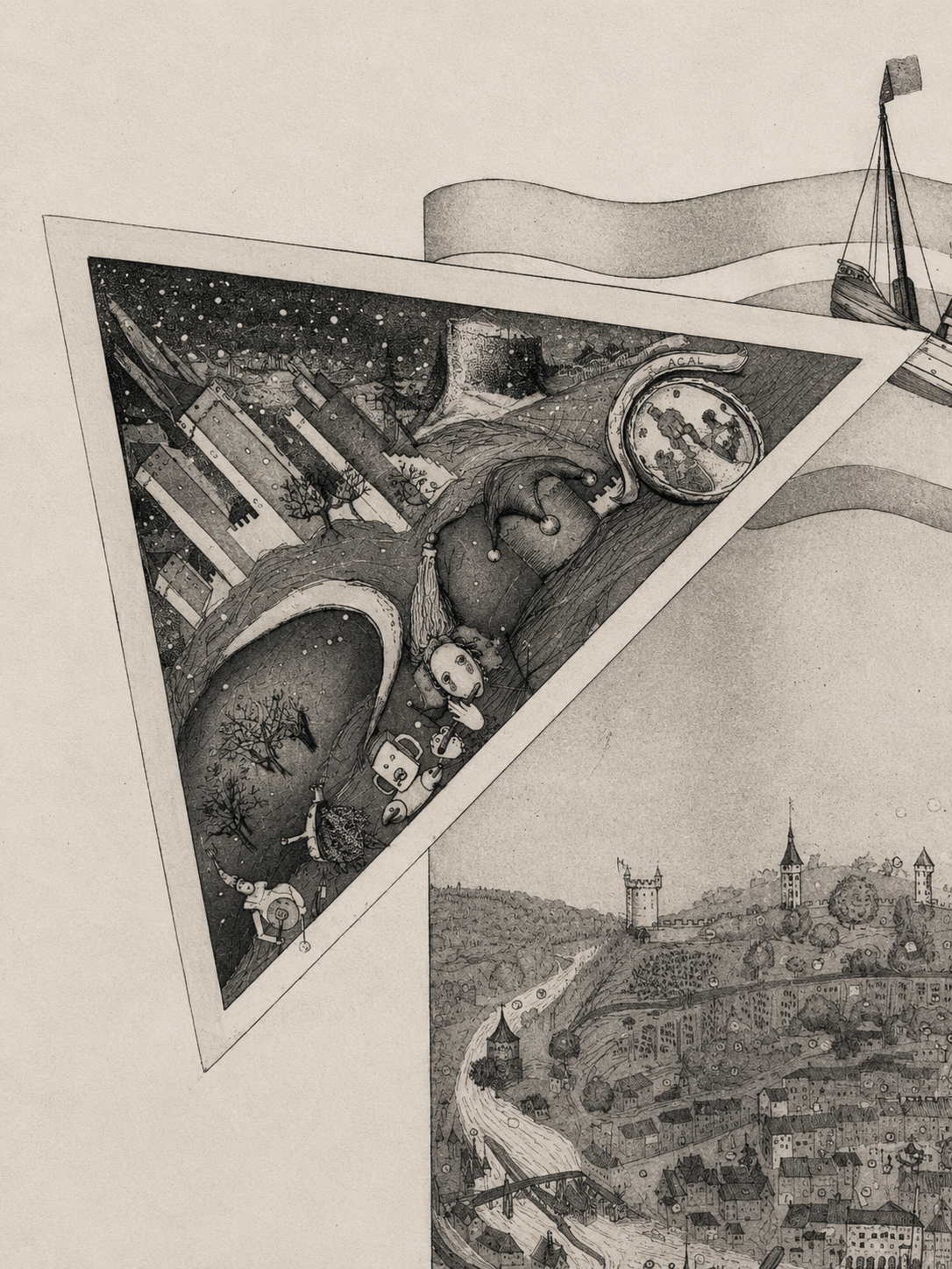 Vintage Surrealistische Radierung von H. R. Ambauen – Bild 6