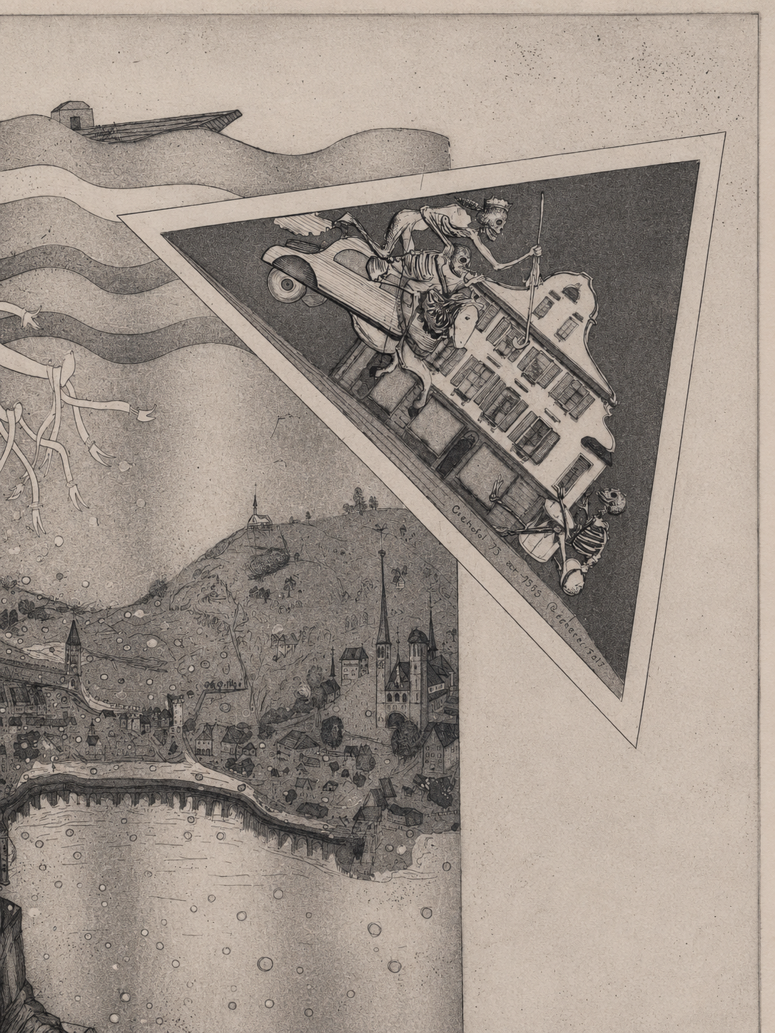 Vintage Surrealistische Radierung von H. R. Ambauen – Bild 7
