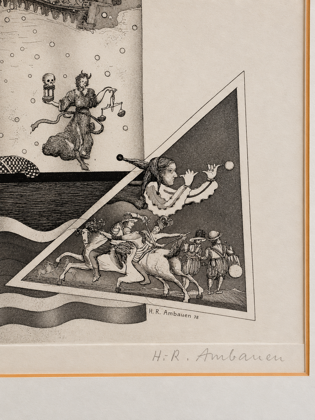 Vintage Surrealistische Radierung von H. R. Ambauen – Bild 8