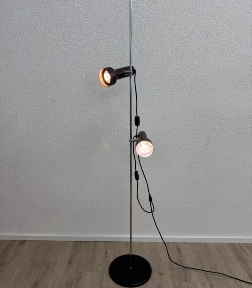 Vintage Stehlampe mit zwei schwenkbaren Spots aus Metall