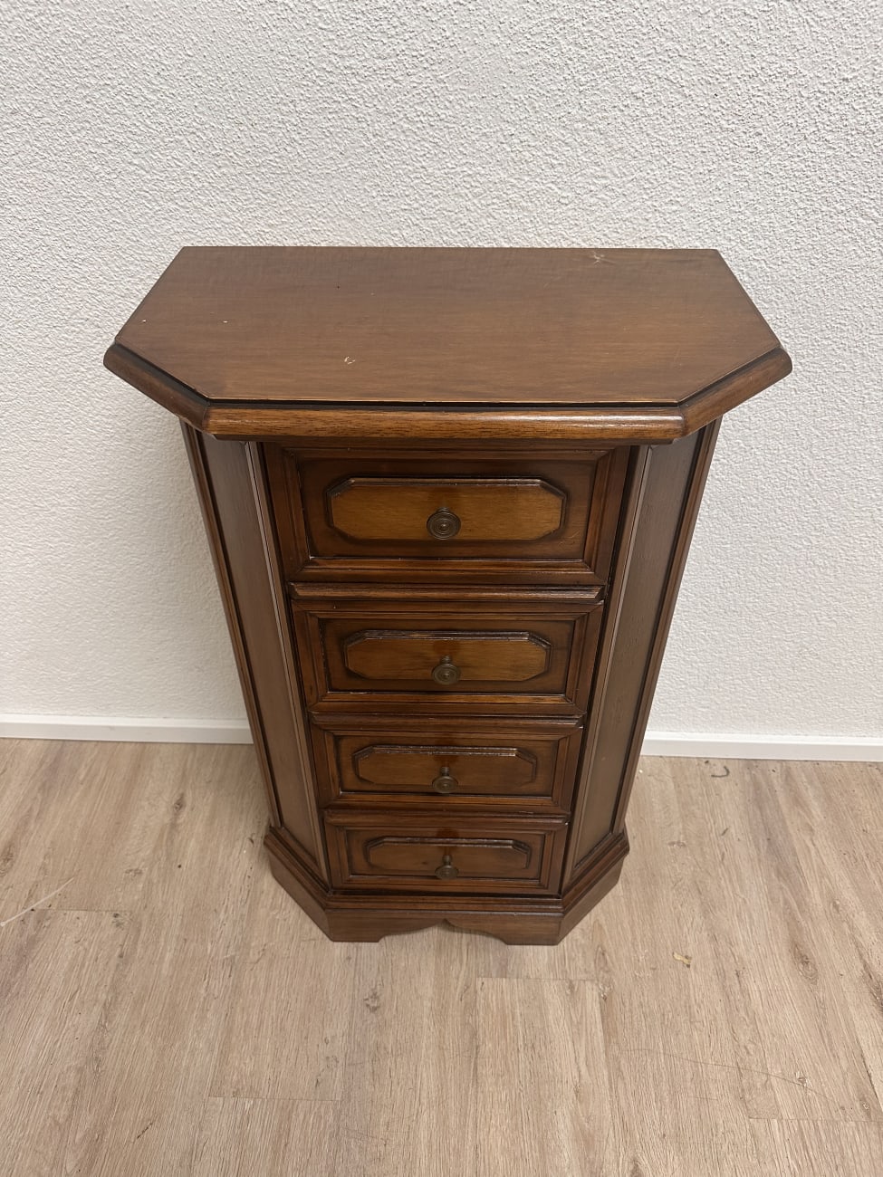 Vintage Nachtschrank mit sechseckiger Form aus Holz