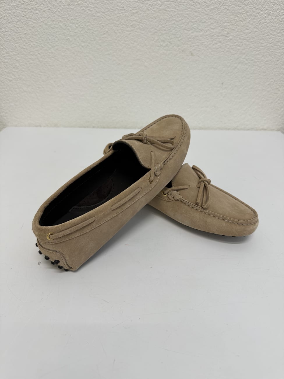 Wildleder Mokassins hellbeige mit Gummisohle Made in Italy