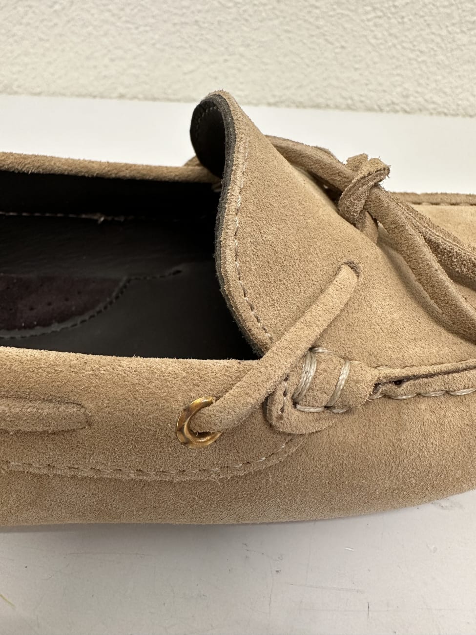 Wildleder Mokassins hellbeige mit Gummisohle Made in Italy