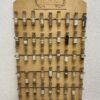 Vintage Gewürzregal aus Holz mit Glasröhrchen