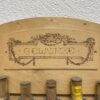 Vintage Gewürzregal aus Holz mit Glasröhrchen