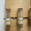 Vintage Gewürzregal aus Holz mit Glasröhrchen