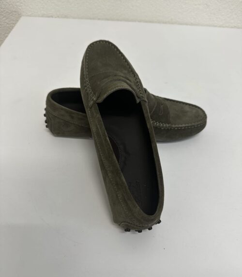 Aurélien Damen Mokassins Driving Shoes aus Wildleder Olivgrau Gr. 39