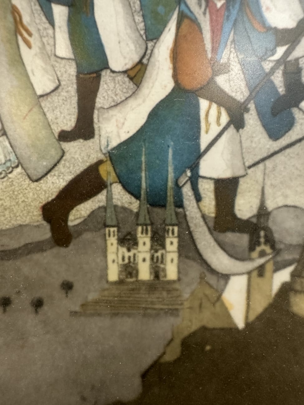 Vintage Kunstdruck Ambauer pyramidenförmig im Holzrahmen