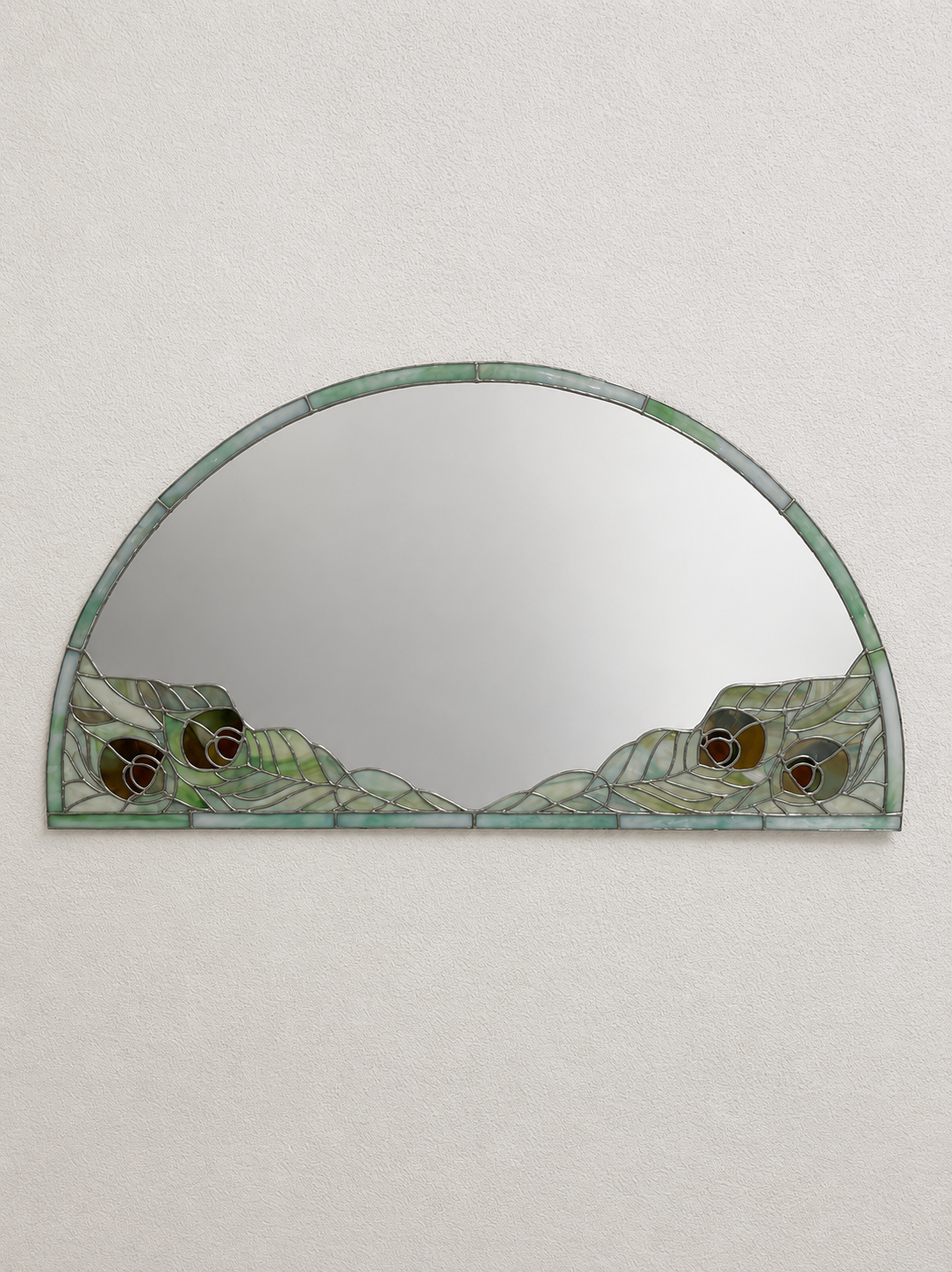 Vintage Jugendstil Halbrunder Wandspiegel im Tiffany Stil
